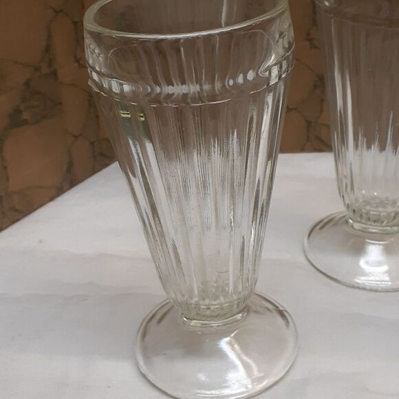 Jeannette soda fountain footed tumblers Set of 5 vintage clear glass - Picture 2 of 6